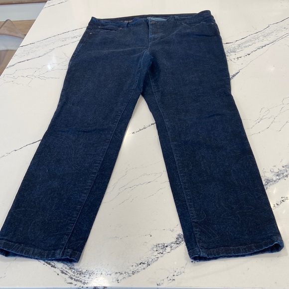 Talbots Heritage Slim Ankle Dark Blue Jean with Faint Fun Pattern sz. 16/33 - Picture 1 of 9